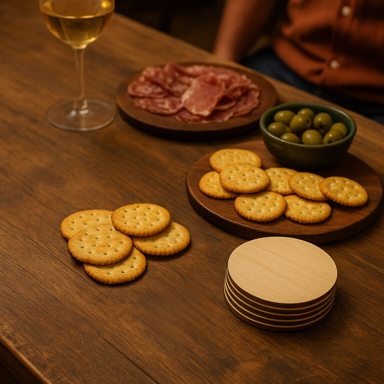 Lot de 8 dessous de verre en bois de peuplier made in France - Peuply | pandacolach