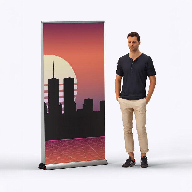 Roll up double personnalisé avec base en aluminium 85cm | pandacolach