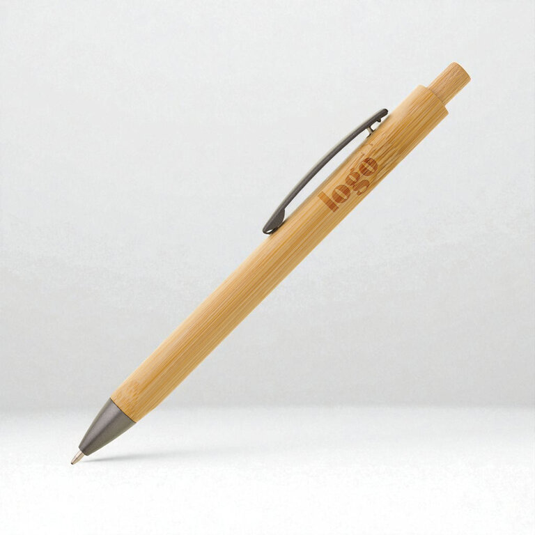 Stylo bille triangulaire personnalisable en bambou et métal - Trilo | pandacola
