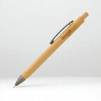 Stylo bille triangulaire personnalisable en bambou et métal - Trilo | pandacola - thumb - 3