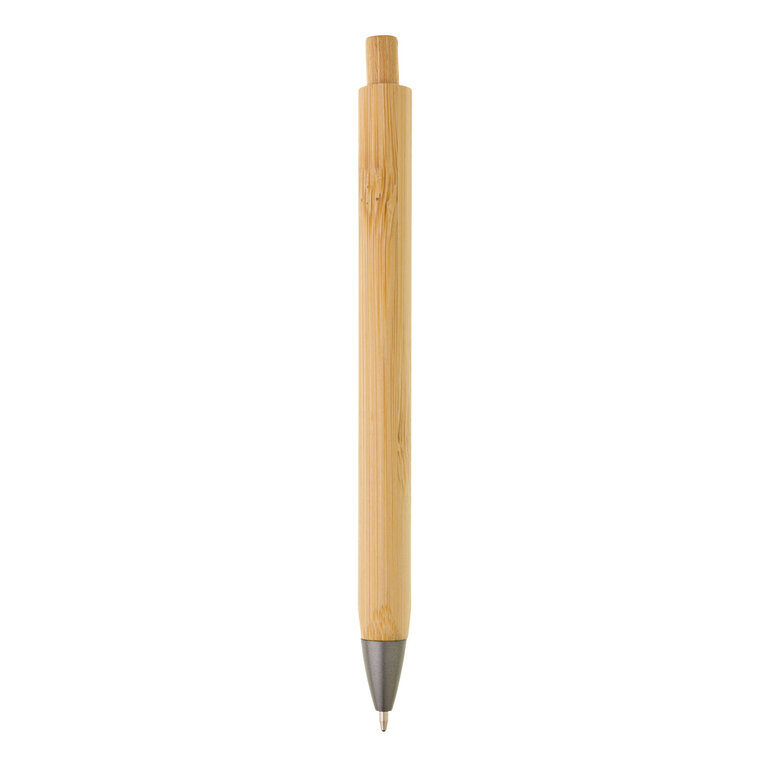 Stylo bille triangulaire personnalisable en bambou et métal - Trilo | pandacolach - 2