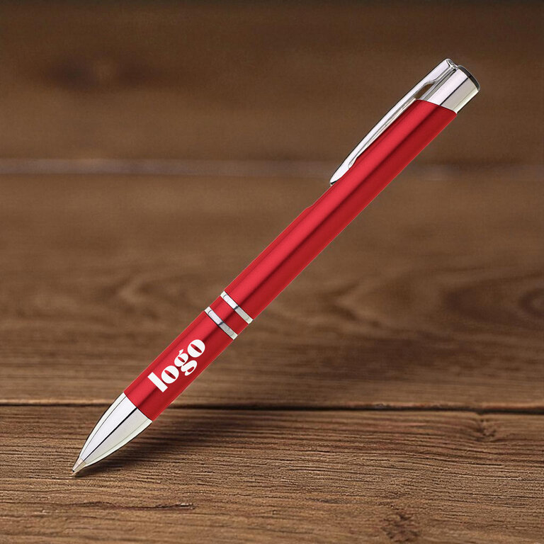 Stylo bille publicitaire en plastique avec anneaux chromés - Oira | pandacolach