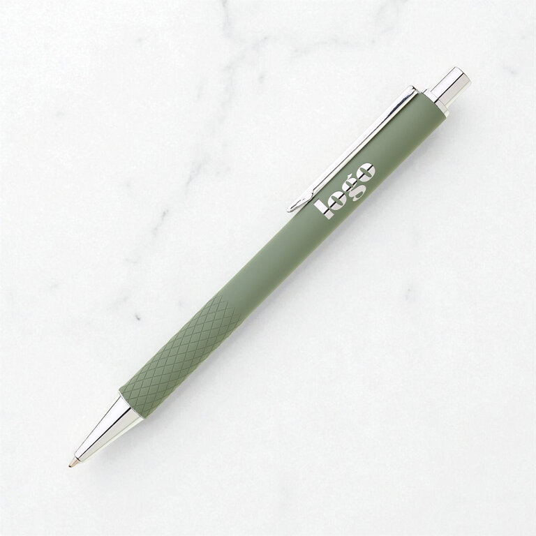 Stylo bille en métal personnalisable finition caoutchoutée et détails chromés - Franka Soft | pandacolach