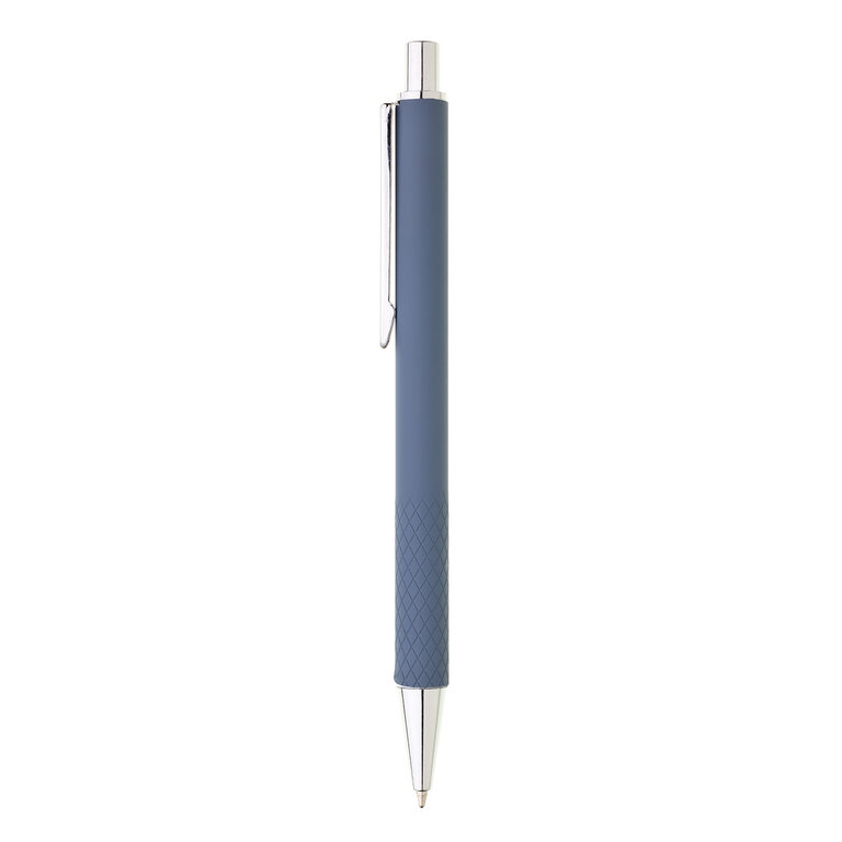 Stylo bille en métal personnalisable finition caoutchoutée et détails chromés - Franka Soft | pandacolach - 1