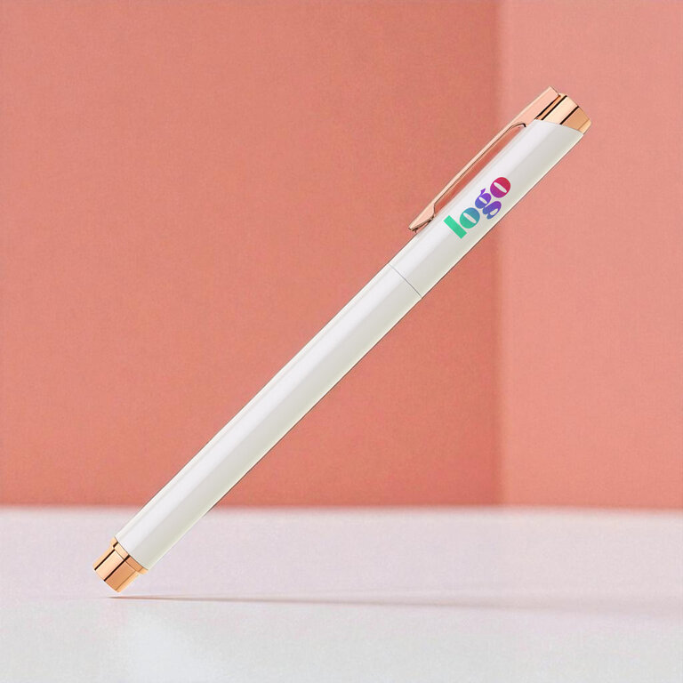 Stylo gel publicitaire finition blanche nacrée et détails métalliques raffinés - Elenti Gel | pandacolach