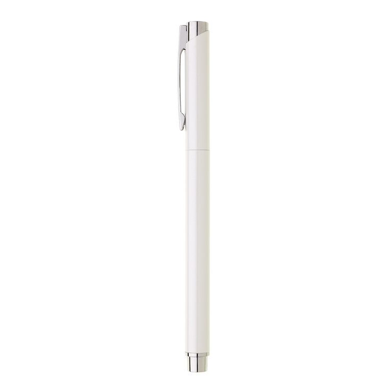 Stylo gel publicitaire finition blanche nacrée et détails métalliques raffinés - Elenti Gel | pandacola - 1