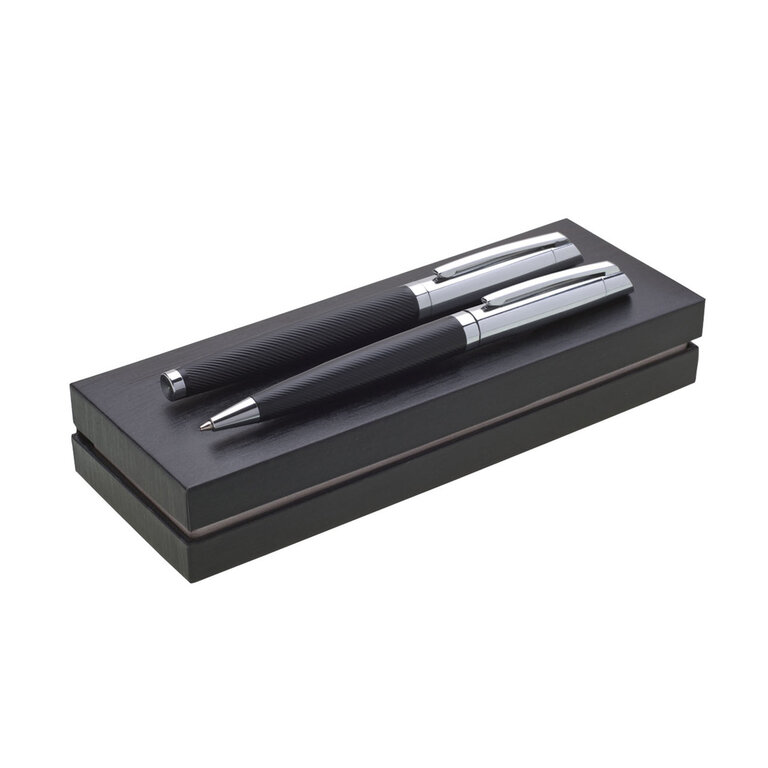 Coffret personnalisable stylo et roller en métal dans un écrin rigide -Genero Set | pandacola