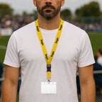 Tour de cou 100% personnalisable polyester avec boucle détachable, attache de sécurité et porte-badge - Sairai | pandacolach - thumb - 1