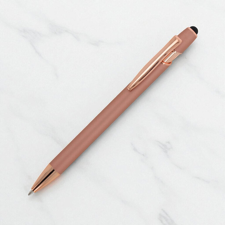 Stylo à bille personnalisable en aluminium or rose avec stylet - Royalo Gold | pandacolach - 3