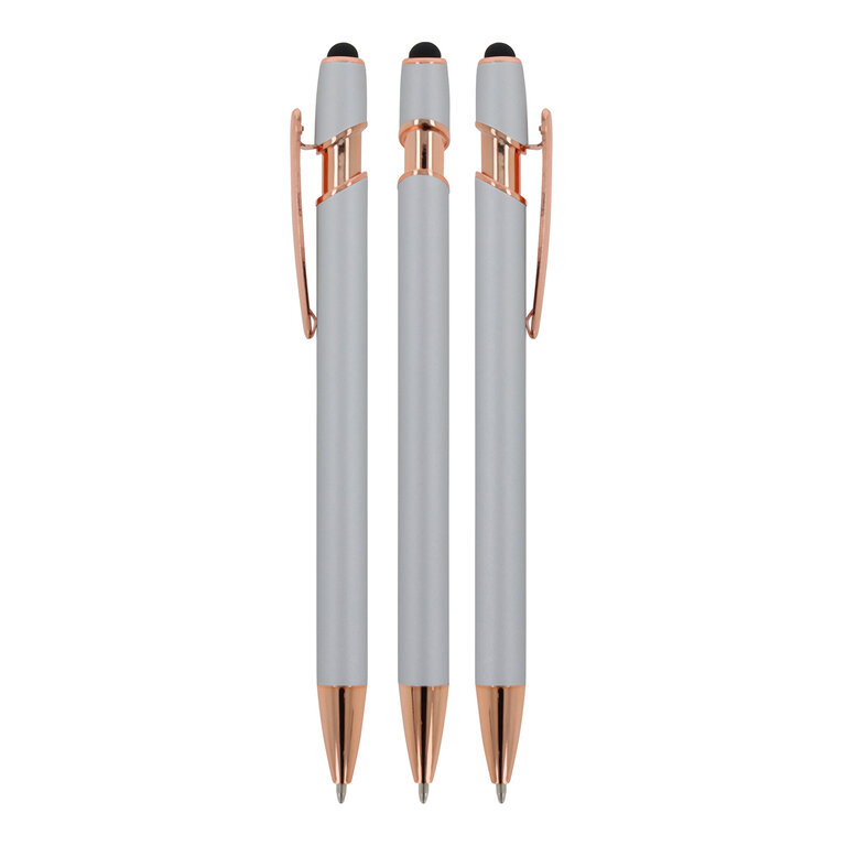 Stylo à bille personnalisable en aluminium or rose avec stylet - Royalo Gold | pandacolach - 1