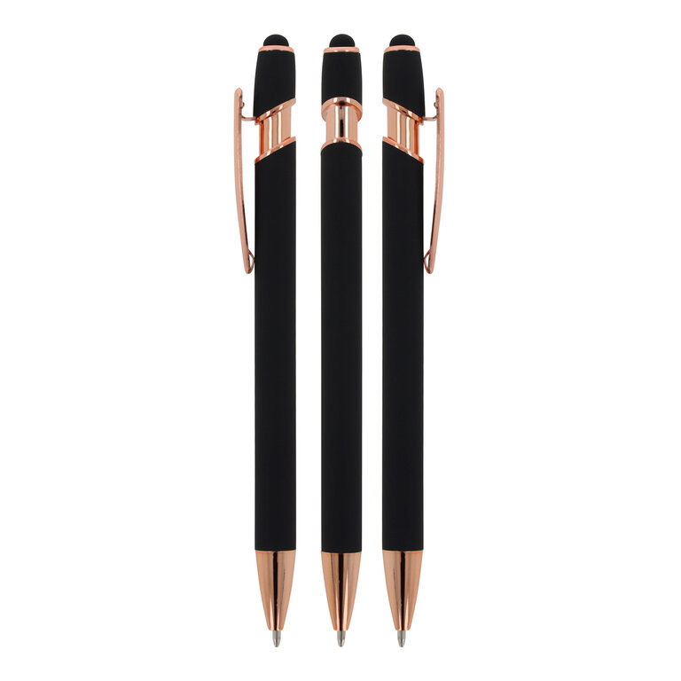 Stylo à bille personnalisable en aluminium or rose avec stylet - Royalo Gold | pandacolach - 1
