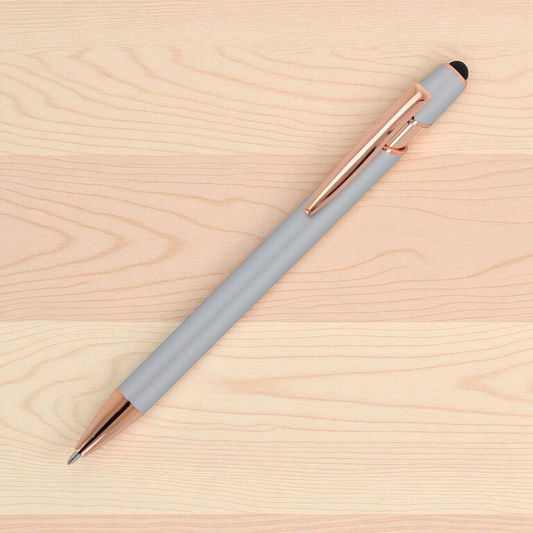 Stylo à bille personnalisable en aluminium or rose avec stylet - Royalo Gold | pandacolach - 4