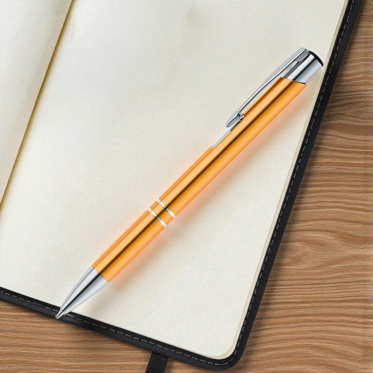 Stylo à bille personnalisé deux stries en aluminium - Alimo Brillant | pandacolach - 2