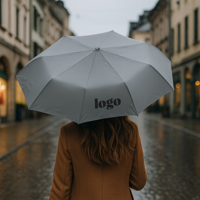 Parapluie pliable personnalisable anti-tempête avec poignée assortie à la toile ∅ 92 cm - Antonio | pandacolach