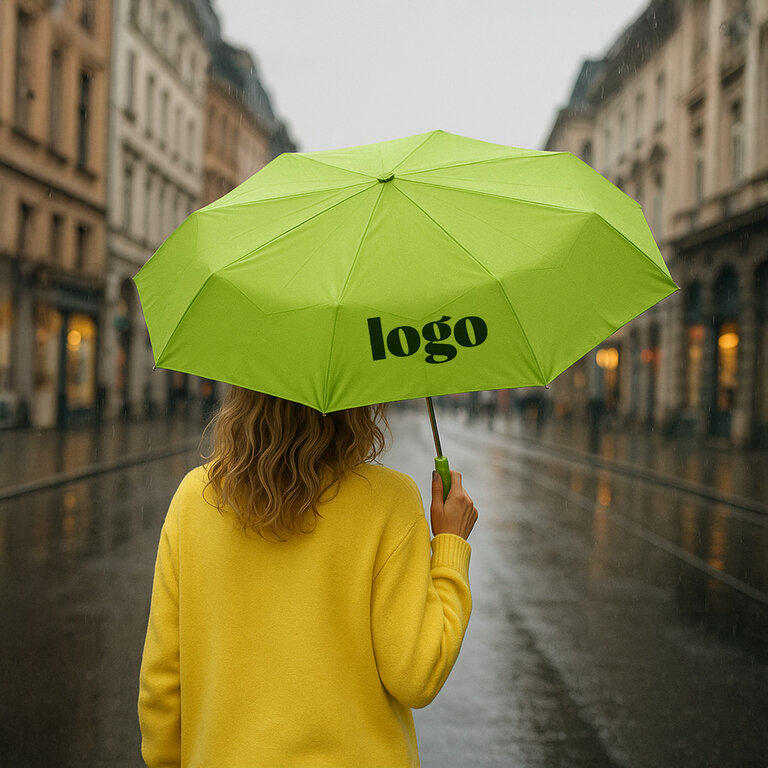 Parapluie pliable personnalisable PET anti-tempête avec poignée assortie à la toile ∅ 97 cm - Antonio PET | pandacolach