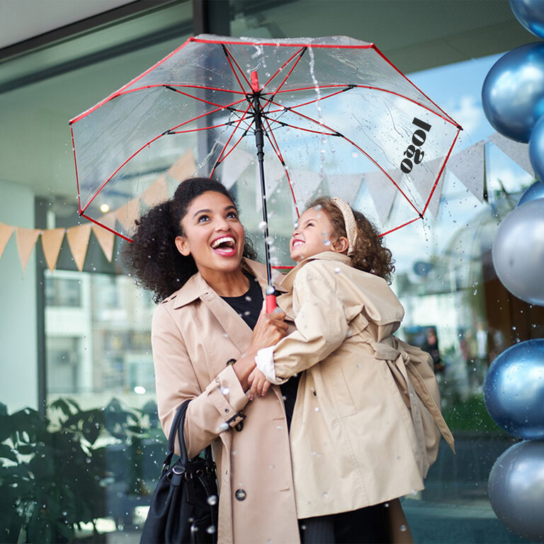 Parapluie personnalisable transparent avec baleines de couleur  ∅105 cm - Mawy | pandacolach