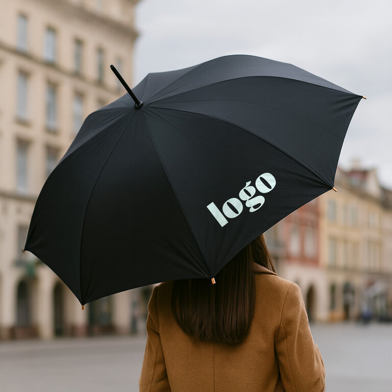 Parapluie promotionnel anti-tempête poignée canne en bois ∅ 100 cm - Montpellier | pandacola
