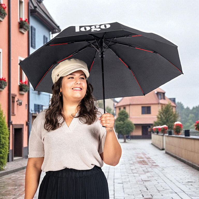 Parapluie de poche personnalisable anti-tempête avec baleine de couleur ∅ 98 cm - Tala | pandacolach