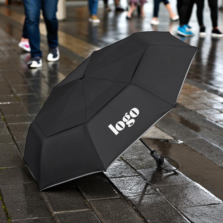Parapluie pliable personnalisé avec des coutures gris clair ∅105cm - Lille | pandacola