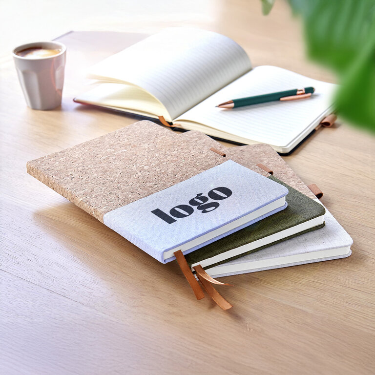 Carnet personnalisable A5 160 pages lignées en liège et coton - Koli | pandacola