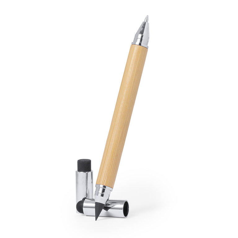 Stylo crayon éternel personnalisable en bambou 2-en-1 - Lior bambou | pandacolach