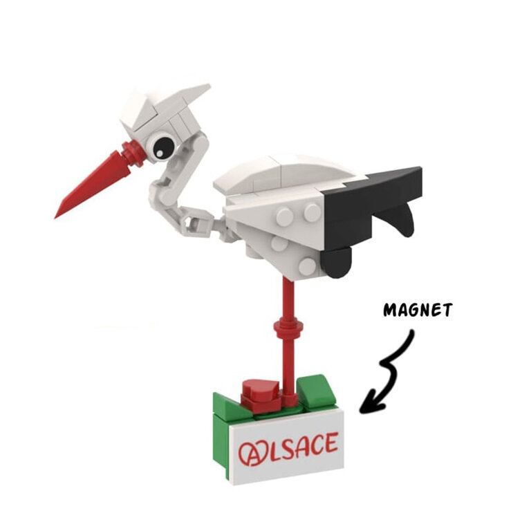 Cigogne Alsacienne à construire 43 pièces avec socle et aimant - Storky | pandacolach - 1