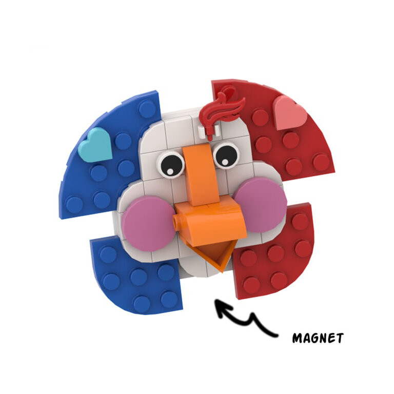 Tête d’Oie tricolore à construire 51 pièces avec socle et aimant - Galliou | pandacolach - 1