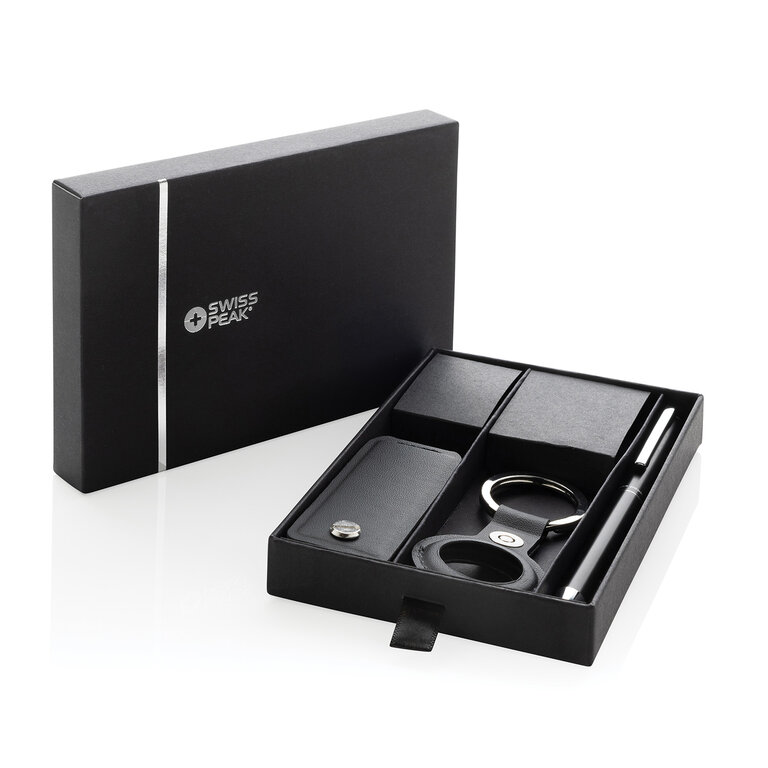 Coffret cadeau personnalisable avec porte-clés, AirTag et stylo SWISS PEAK® - Tunne | pandacolach - 7