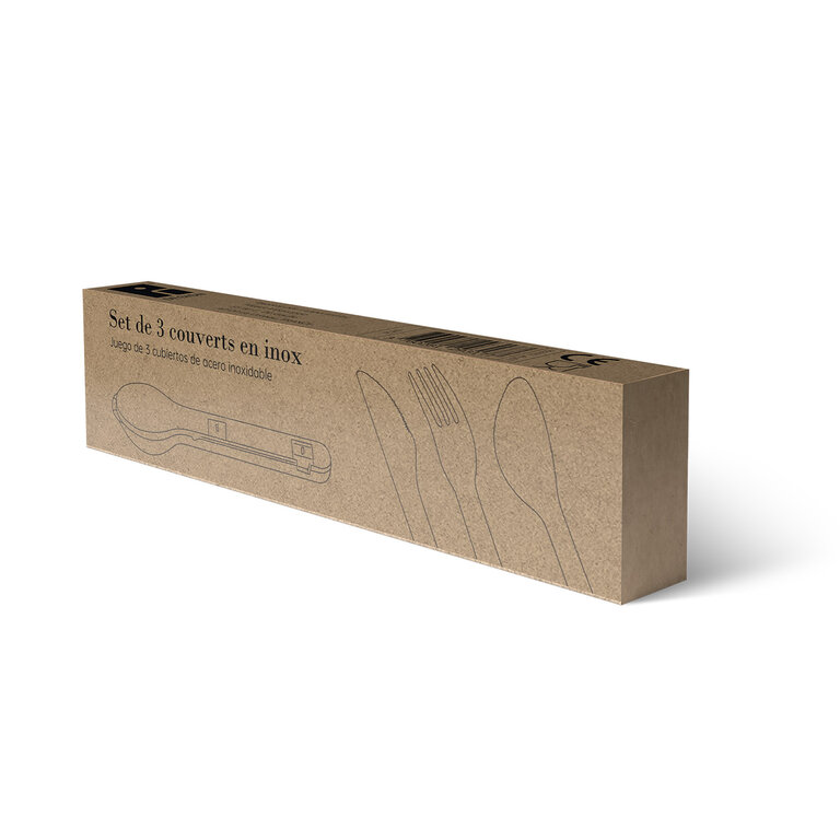 Set de 3 couverts inox personnalisable avec étui rigide - Trio | pandacolach - 3