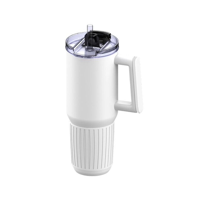Mug isotherme personnalisable en acier inoxydable recyclé avec poignée et paille 120cl - myKings Canyon | pandacolach
