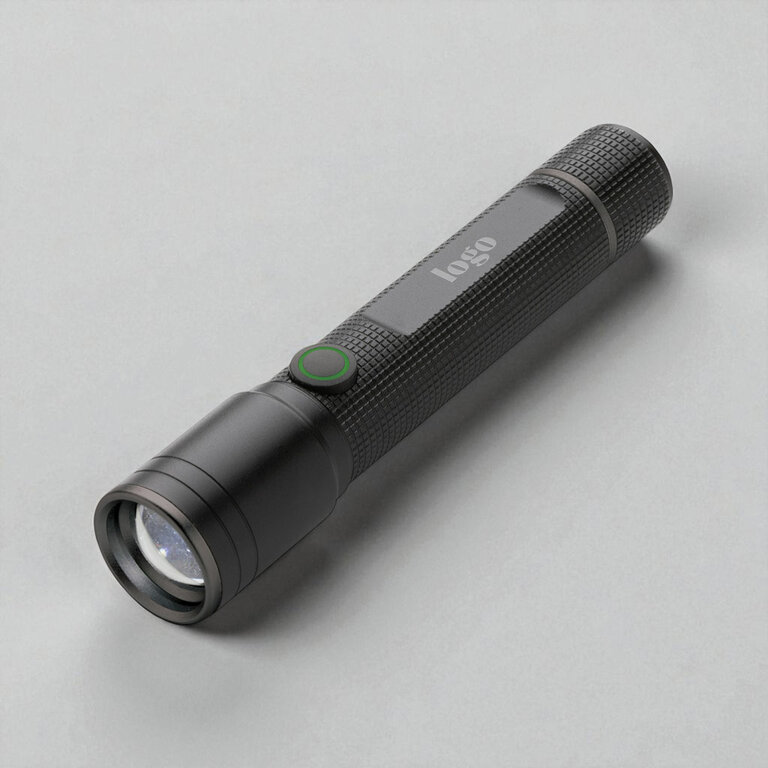 Lampe torche publicitaire personnalisable 3W rechargeable en aluminium recyclé RCS – Lurio | pandacolach