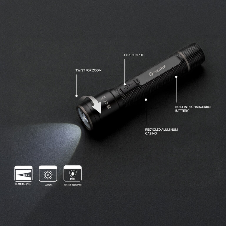 Lampe torche publicitaire personnalisable 3W rechargeable en aluminium recyclé RCS – Lurio | pandacolach - 2