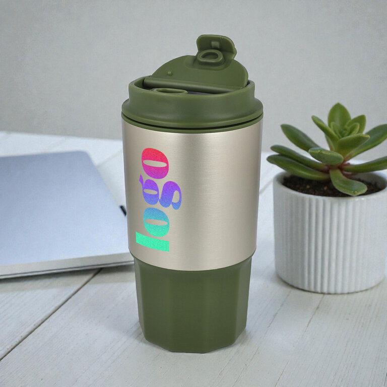 Mug personnalisable douple paroi en acier avec couvercle - Saboua | pandacolach