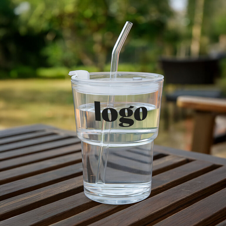 Gobelet personnalisable en verre avec paille – SippyGo | pandacolach - 1