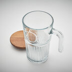 Grande tasse personnalisable en verre 450 ml avec couvercle en acacia – Jarmino | pandacolach - thumb - 4