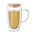 Mug personnalisable en verre borosilicate double paroi 450 ml avec couvercle en bambou – Bamb’O | pandacolach - thumb - 3