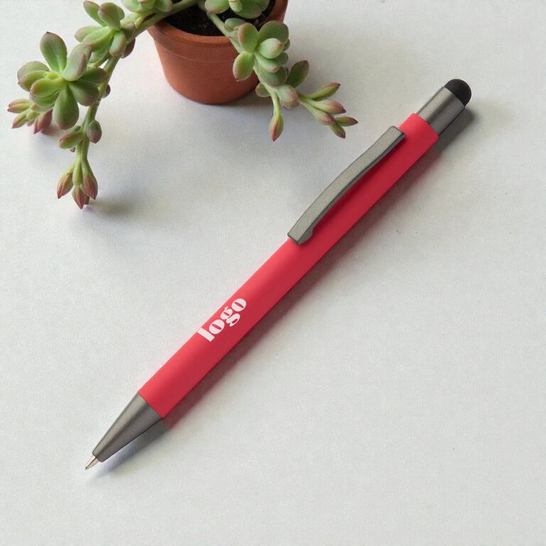 Stylo personnalisable à bille en aluminium recyclé avec stylet - Kari | pandacolach