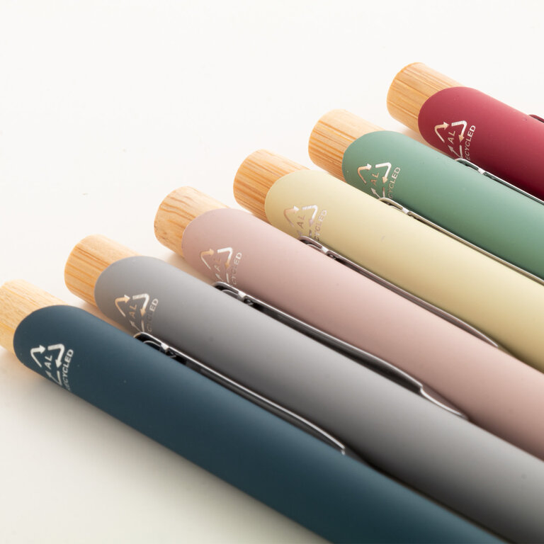 Stylo personnalisé à bille en aluminium recyclé avec détails bambou - Lopas | pandacolach - 5