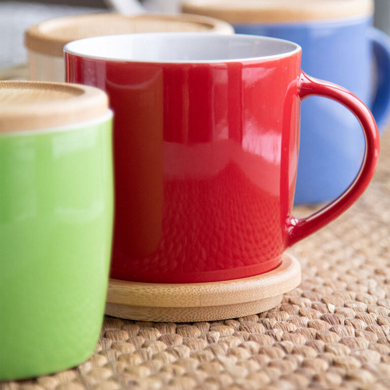 Mug personnalisé en céramique avec intérieur blanc et couvercle 370 ml - Lona Bambou | pandacolach - 5