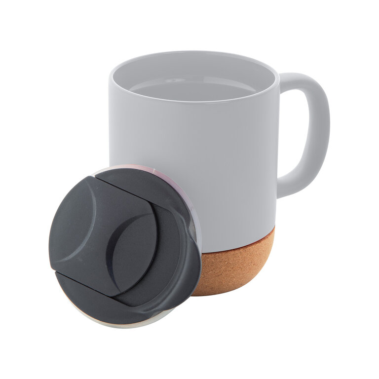 Mug personnalisable en céramique avec base liège et couvercle - Koga | pandacolach - 1
