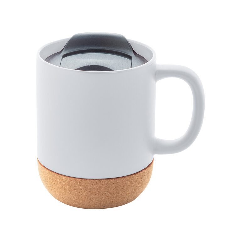 Mug personnalisable en céramique avec base liège et couvercle - Koga | pandacolach - 2