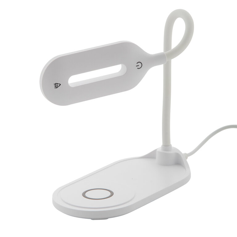 Lampe de bureau personnalisée en plastique recyclé avec chargeur à induction - Louce | pandacolach