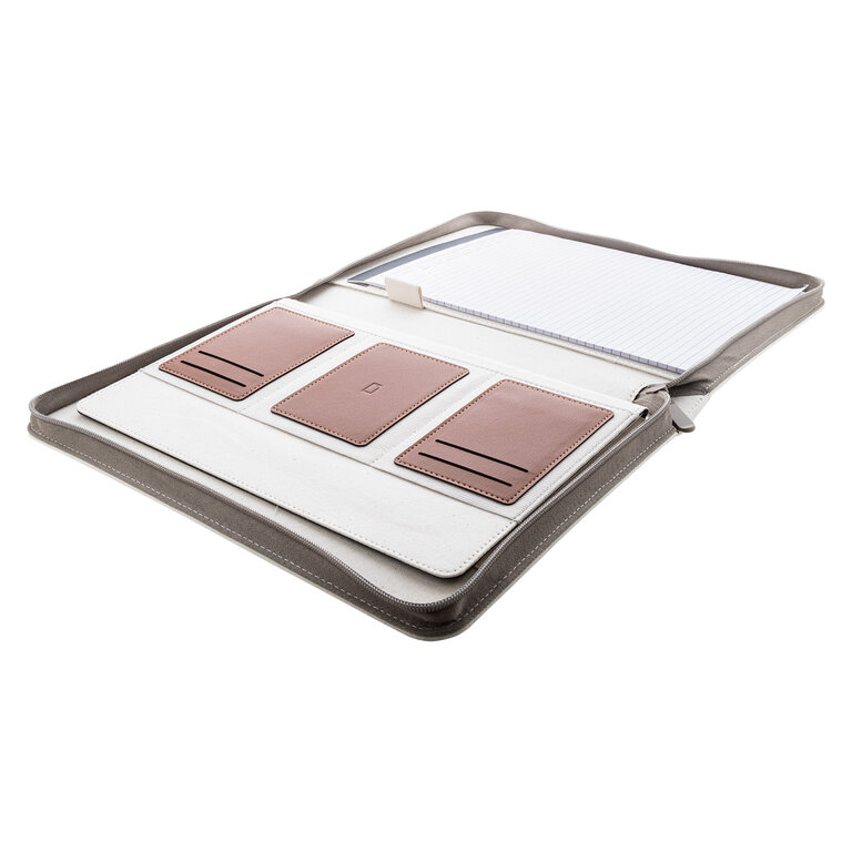 Conférencier personnalisable A4 en toile recyclée avec anse - Korpo Anse | pandacolach