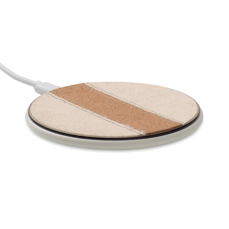 Chargeur à induction personnalisable avec détails coton et liège - Depoz | pandacolach