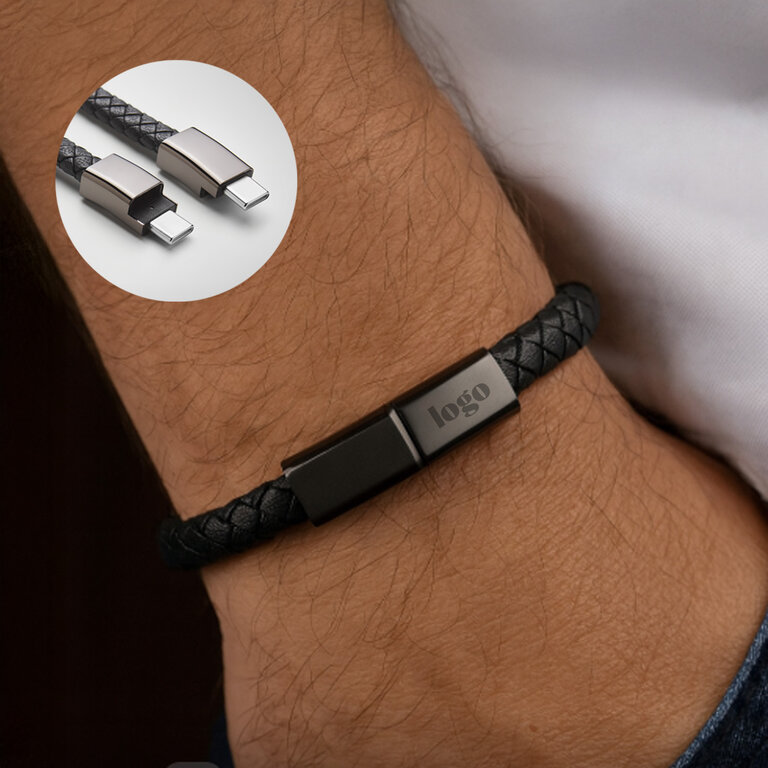 Câble de charge bracelet personnalisable 60W en PU - Chaibran | pandacolach