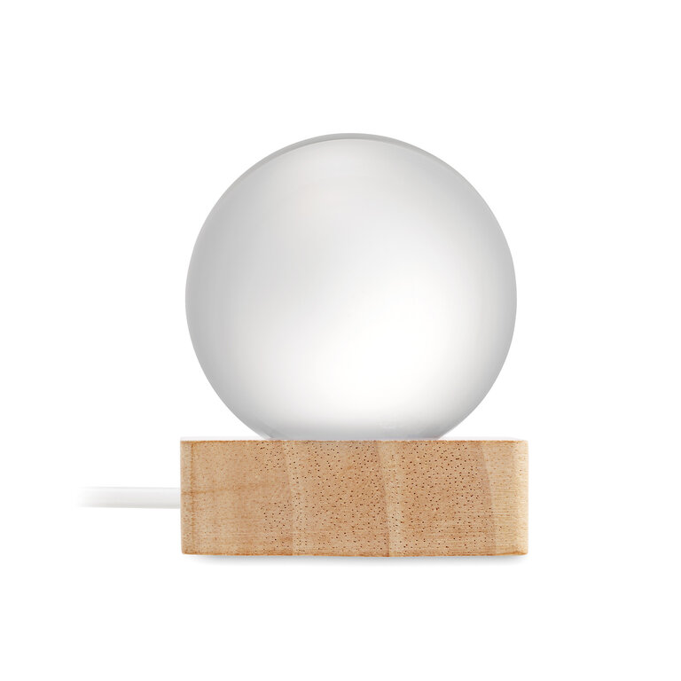 Lampe LED personnalisable boule en verre et bois d’hévéa – Lumiboule | pandacolach - 6