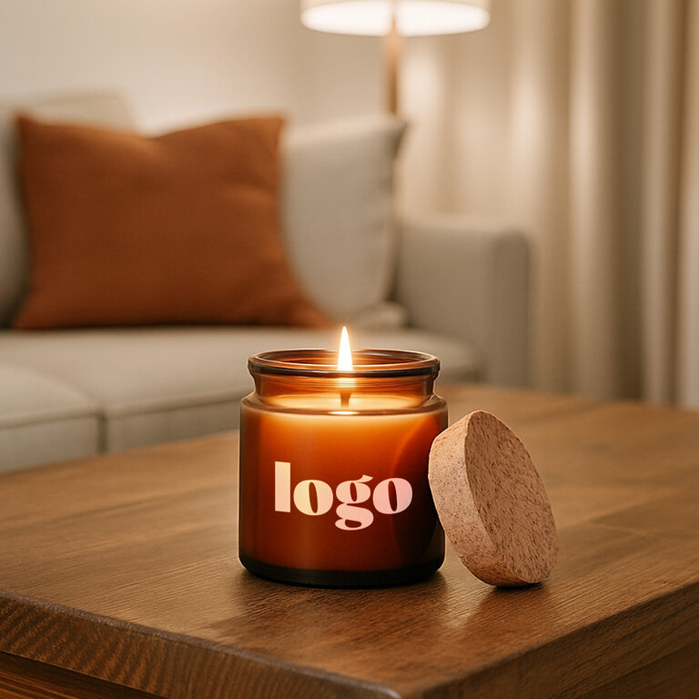 Bougie parfumée personnalisée en verre avec couvercle en liège – Valumina | pandacolach