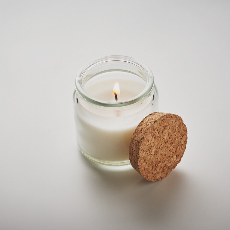 Bougie parfumée personnalisée en verre avec couvercle en liège – Valumina | pandacolach - 2