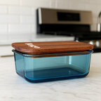 Boîte repas personnalisable en verre avec couvercle en bois – Lunchwood | pandacola - thumb