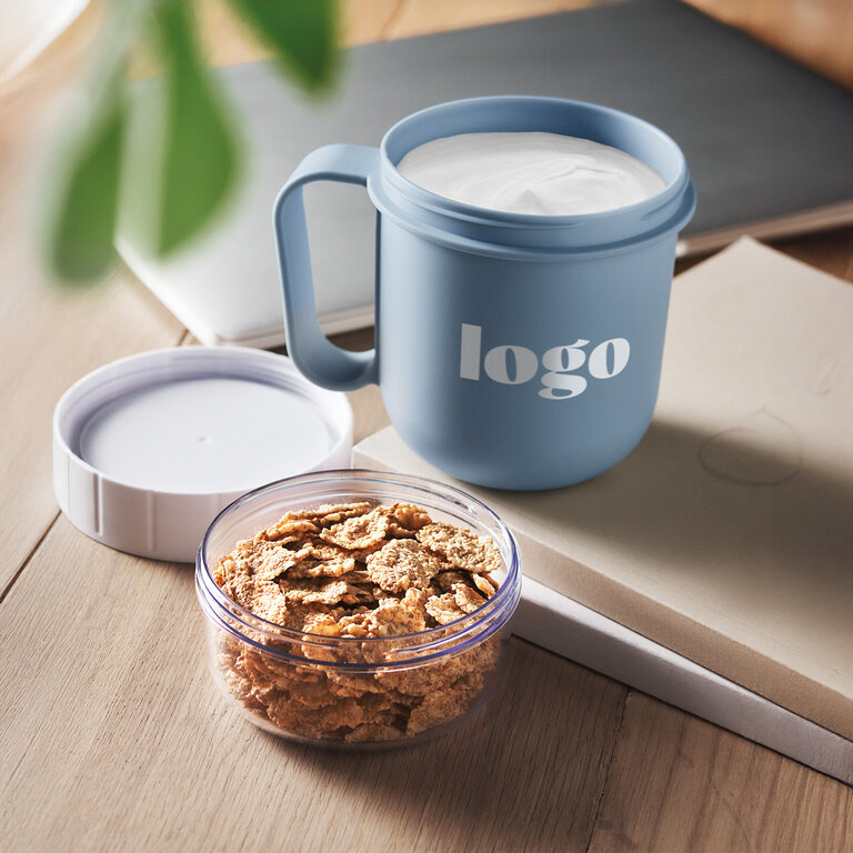 Mug petit-déjeuner personnalisable en PP avec double compartiment – Miami snack | pandacolach - 5